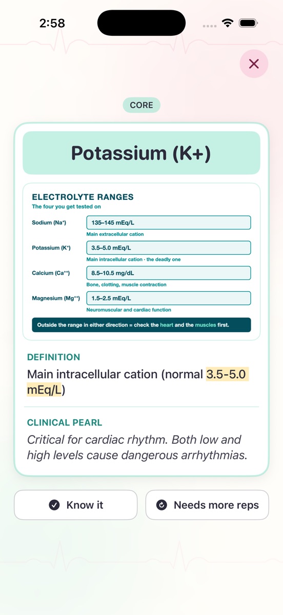 App Store screenshot: NCLEX Lab Values deck inside NurseLingo